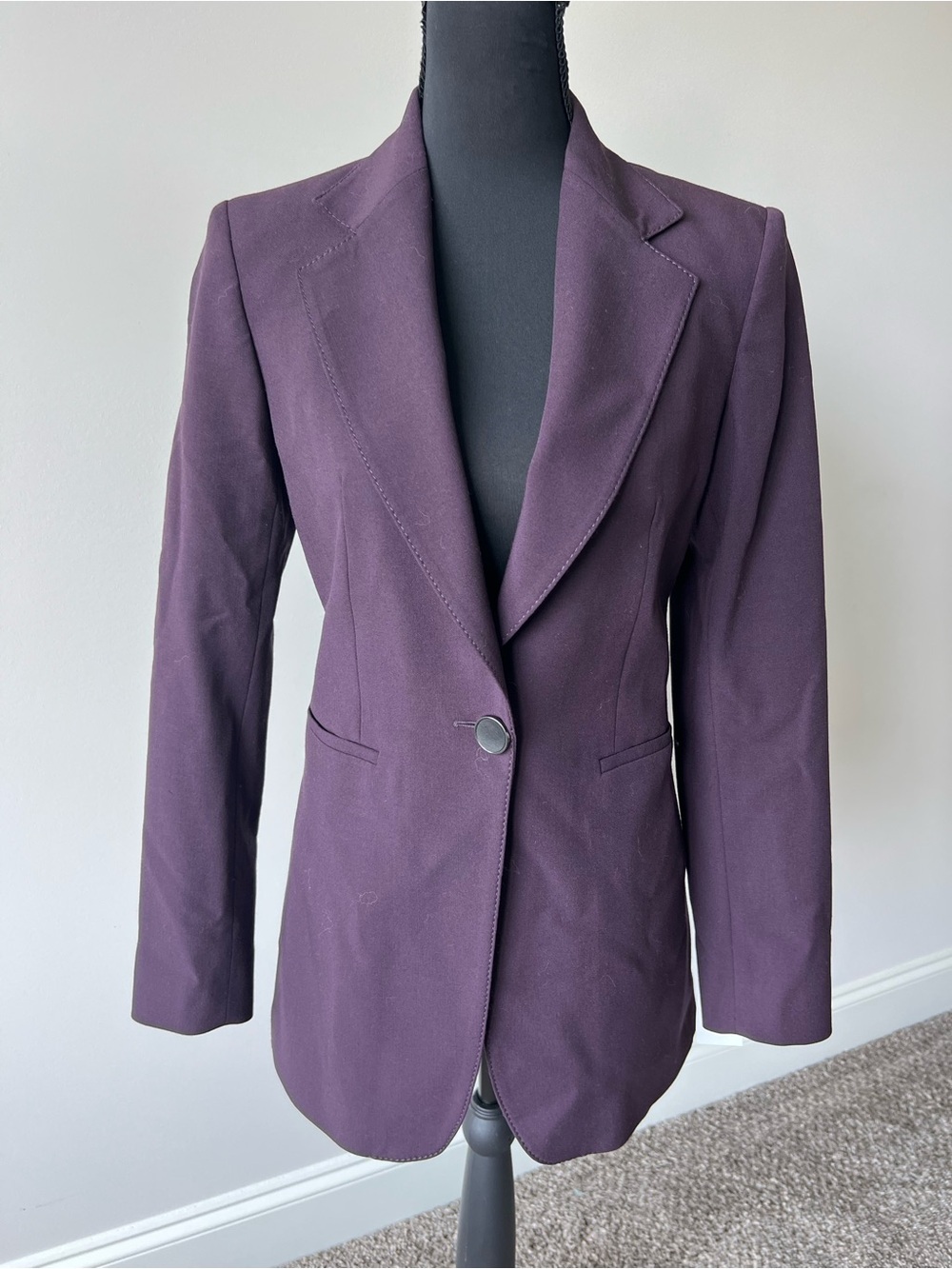 Massimo Dutti Plum Single-Button Tailored Blazer